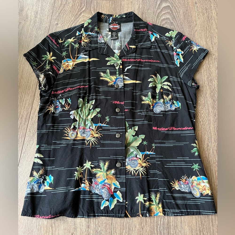 Harley-Davidson Black and Gray Tropical Shirt